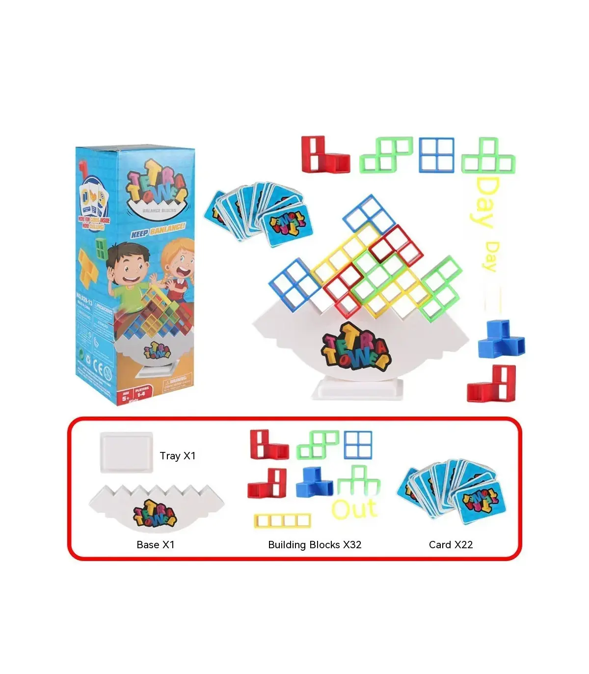 [32 Pcs] Puzzles Tetra Tower Fun Balance blocs de construction empilables jeu de société pour e
