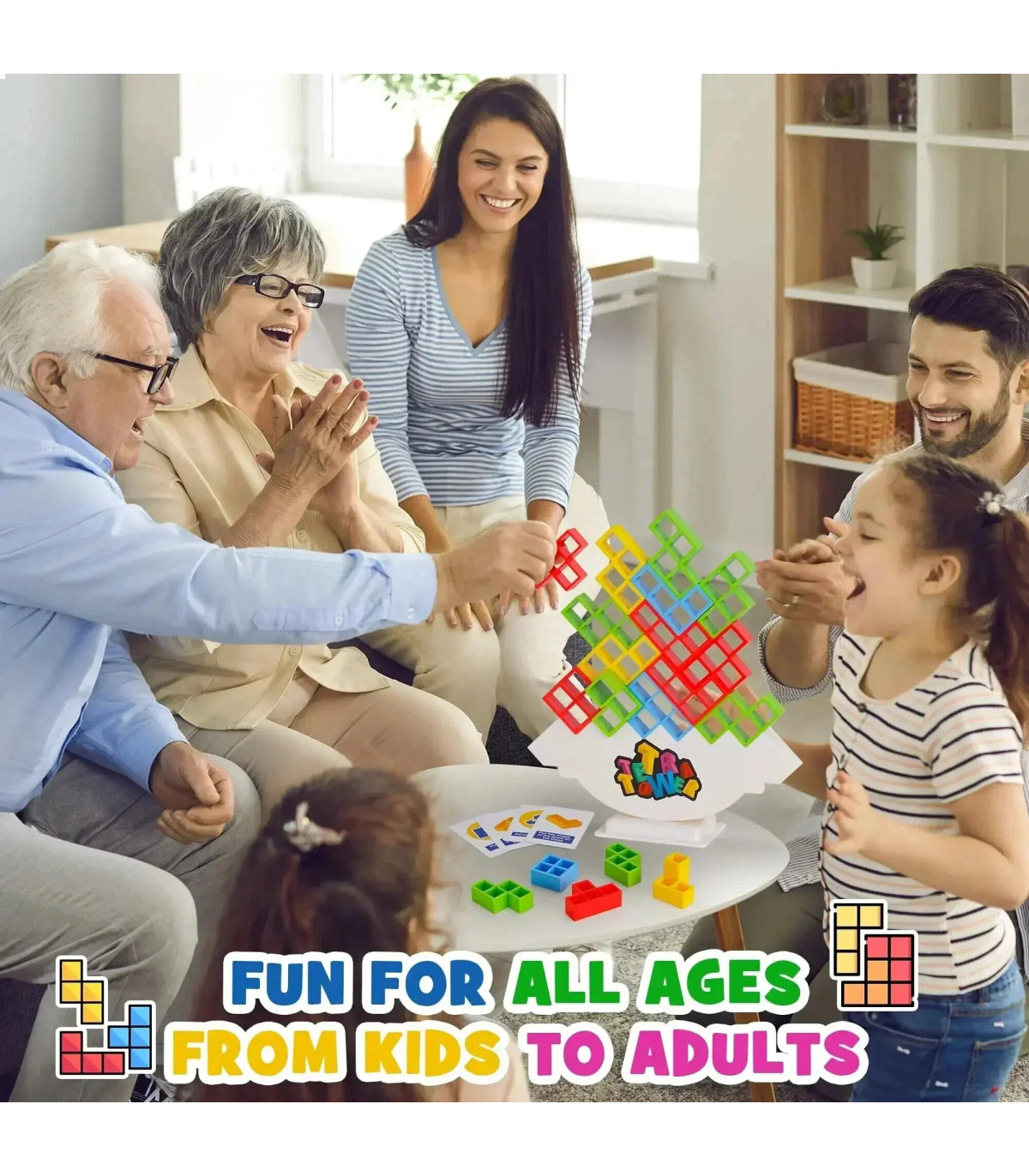 [32 Pcs] Puzzles Tetra Tower Fun Balance blocs de construction empilables jeu de société pour e