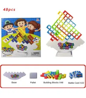 [48 Pcs] Puzzles Tetra Tower Fun Balance blocs de construction empilables jeu de société pour e