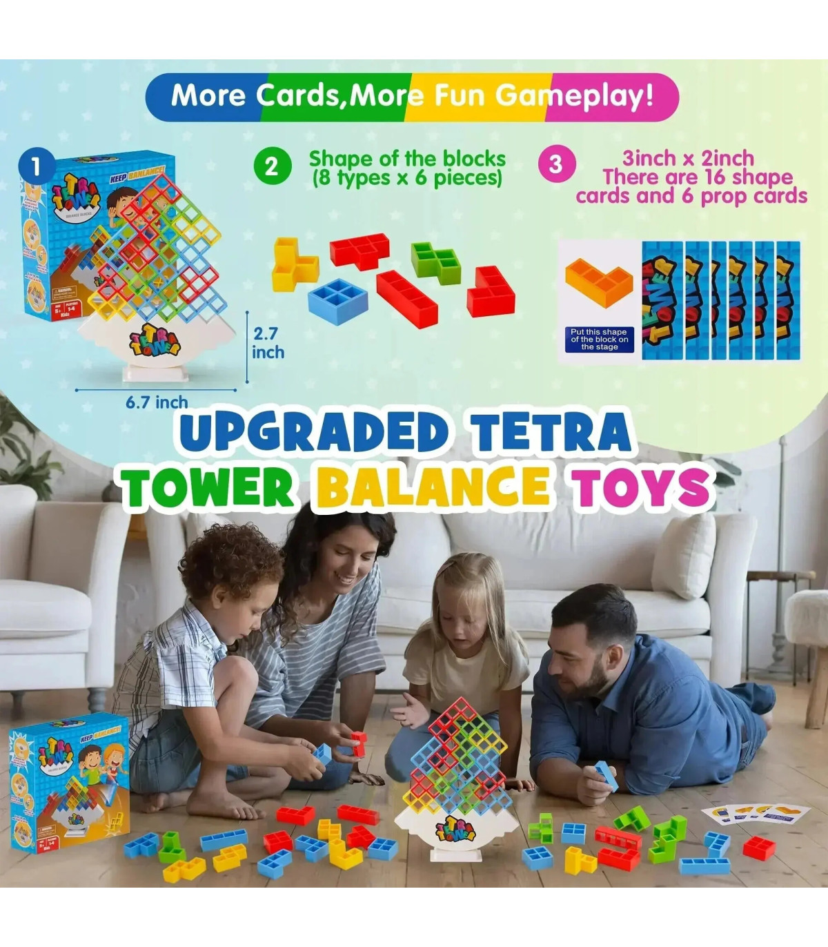 [48 Pcs] Puzzles Tetra Tower Fun Balance blocs de construction empilables jeu de société pour e