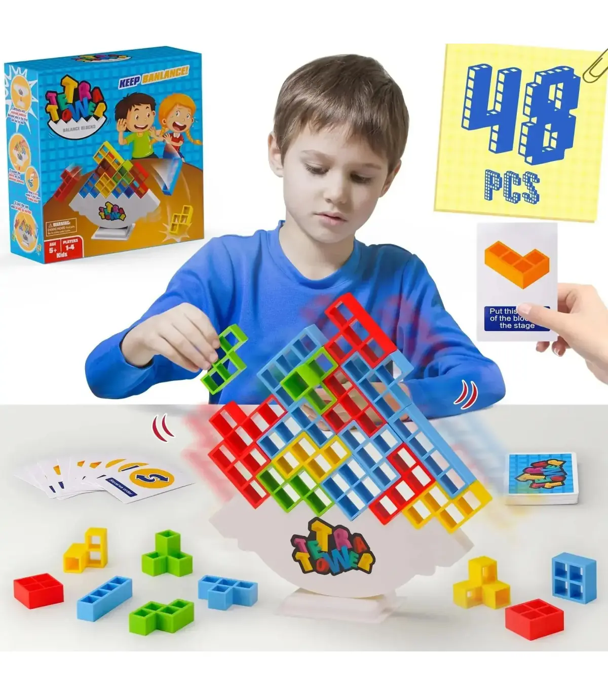 [48 Pcs] Puzzles Tetra Tower Fun Balance blocs de construction empilables jeu de société pour e