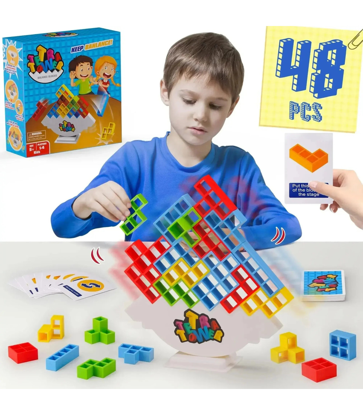 [64 Pcs] Puzzles Tetra Tower Fun Balance blocs de construction empilables jeu de société pour e