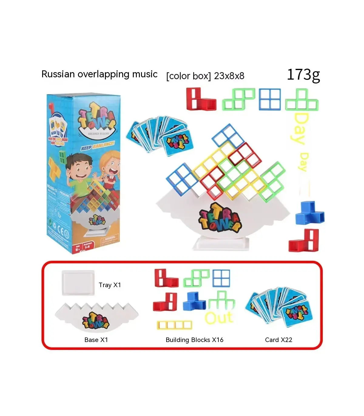 [16 Pcs] Puzzles Tetra Tower Fun Balance blocs de construction empilables jeu de société pour e