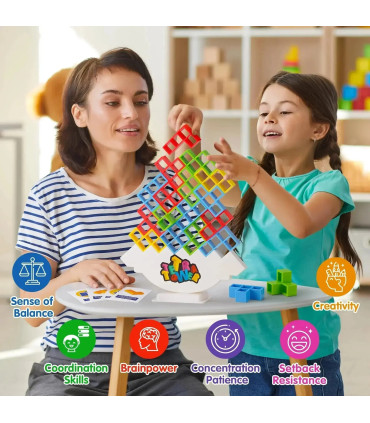 [16 Pcs] Puzzles Tetra Tower Fun Balance blocs de construction empilables jeu de société pour e