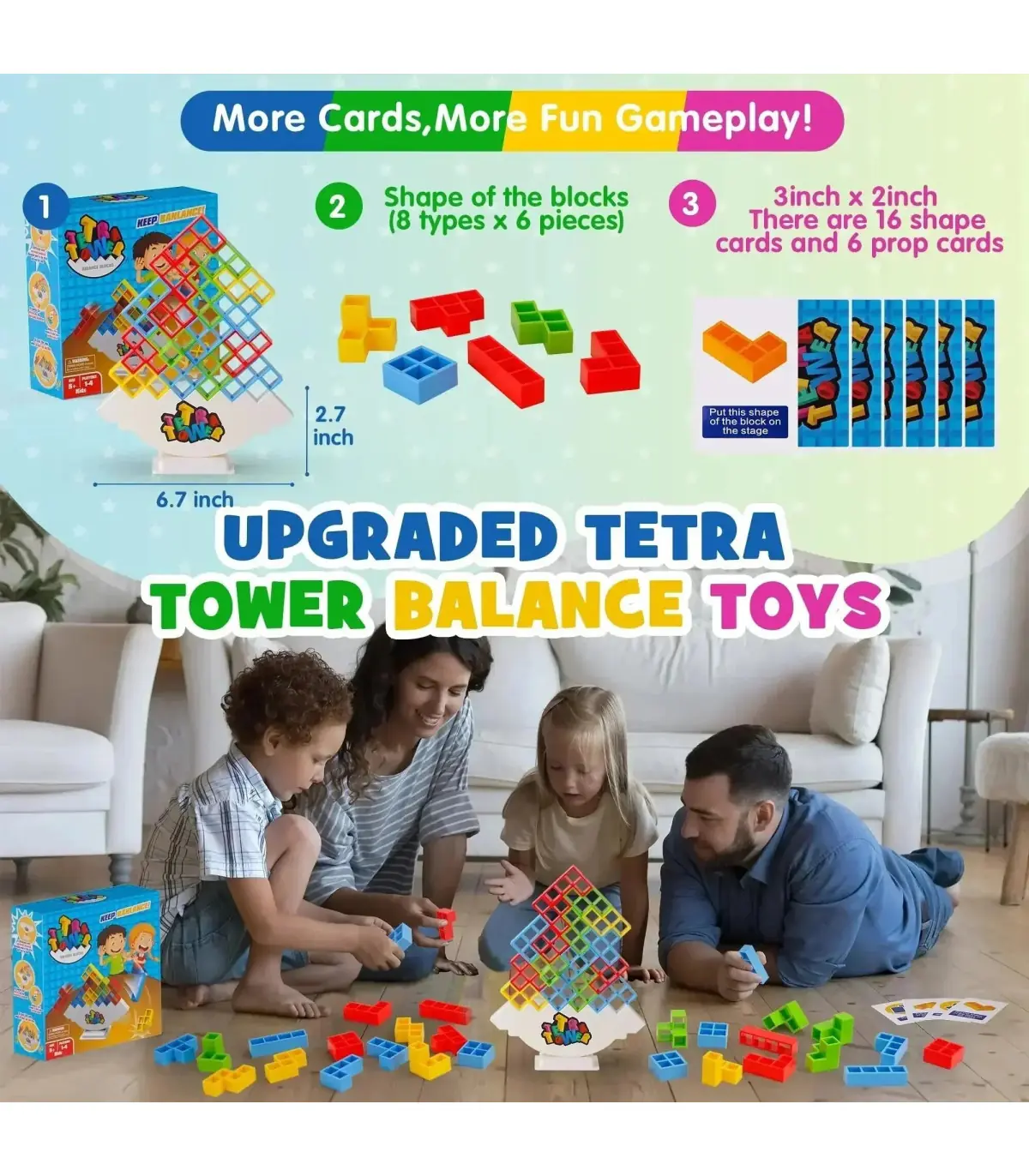 [16 Pcs] Puzzles Tetra Tower Fun Balance blocs de construction empilables jeu de société pour e