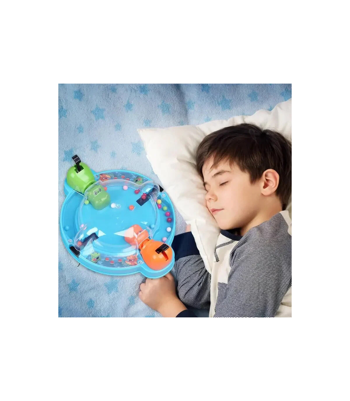 [Bleu] Nouveau jeu de Table d\'alimentation de haricots de grenouille hippopotame multi-joueur j