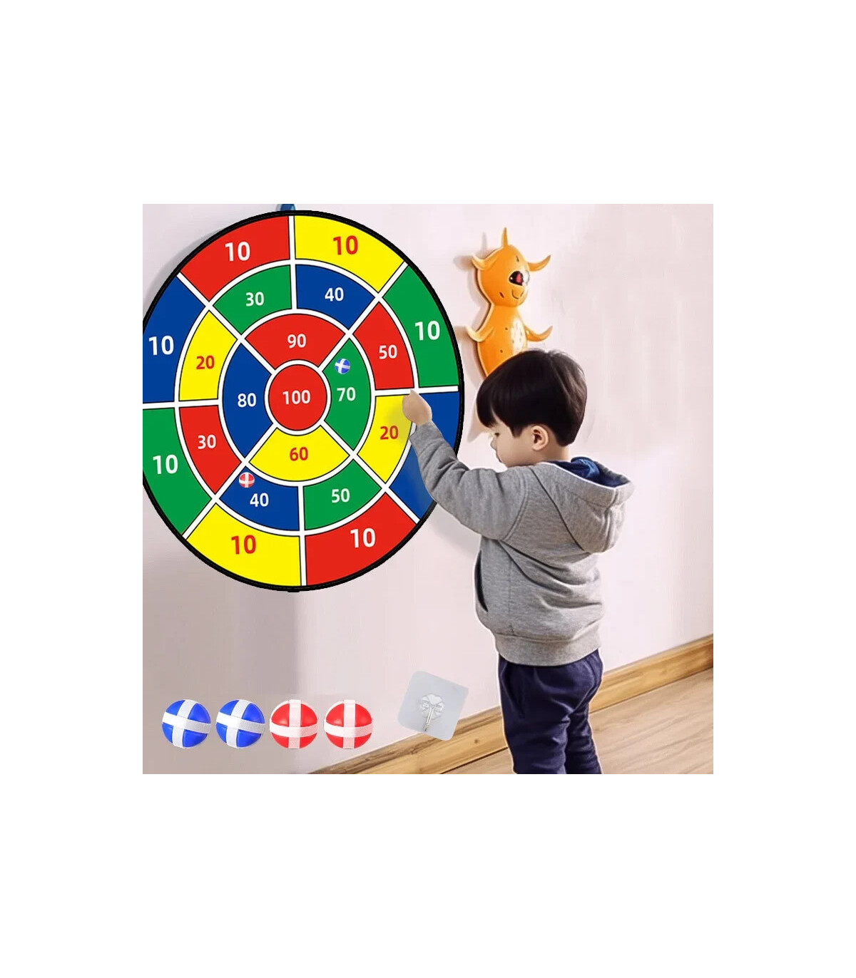 [12 Balls Set] Jeu de fléchettes collants pour enfants, 12 balles, grande taille 66cm, cible in