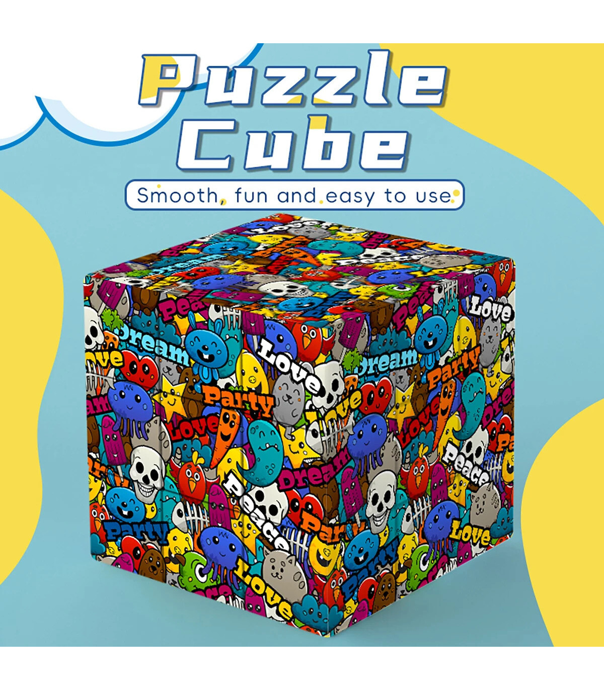 [Skull graffiti] Cube magique 3x3x3, crâne imprimé UV 3D, graffiti, puzzle anti-Stress, jeu pro