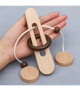 [NB165C1] Jeu de déverrouillage d\'anneau en bois, jouet de Puzzle classique d\'évasion d\'anneau 