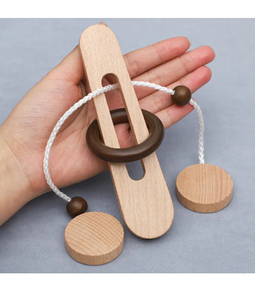 [NB165C1] Jeu de déverrouillage d\'anneau en bois, jouet de Puzzle classique d\'évasion d\'anneau 