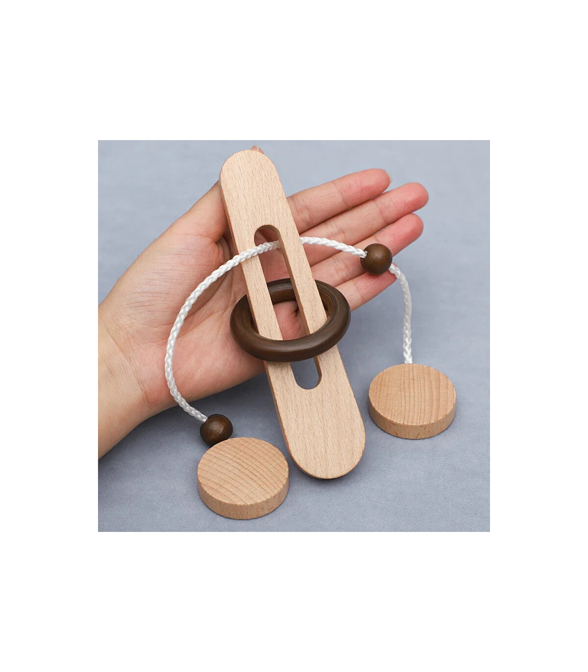 [NB165C1] Jeu de déverrouillage d\'anneau en bois, jouet de Puzzle classique d\'évasion d\'anneau 