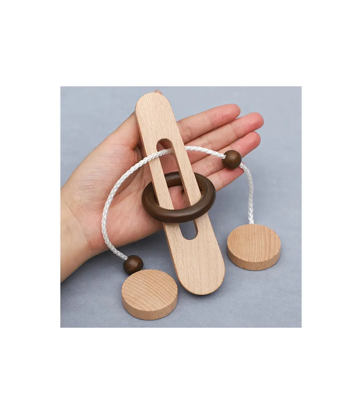 [NB165C1] Jeu de déverrouillage d\'anneau en bois, jouet de Puzzle classique d\'évasion d\'anneau 