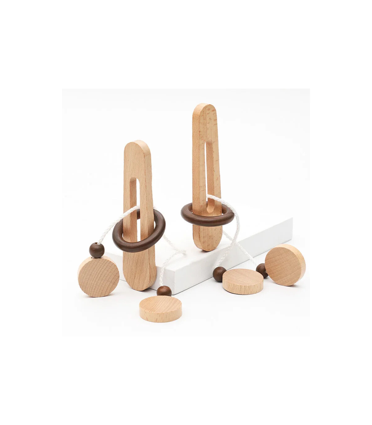 [NB165C1] Jeu de déverrouillage d\'anneau en bois, jouet de Puzzle classique d\'évasion d\'anneau 