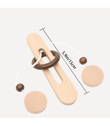 [NB165C1] Jeu de déverrouillage d\'anneau en bois, jouet de Puzzle classique d\'évasion d\'anneau 