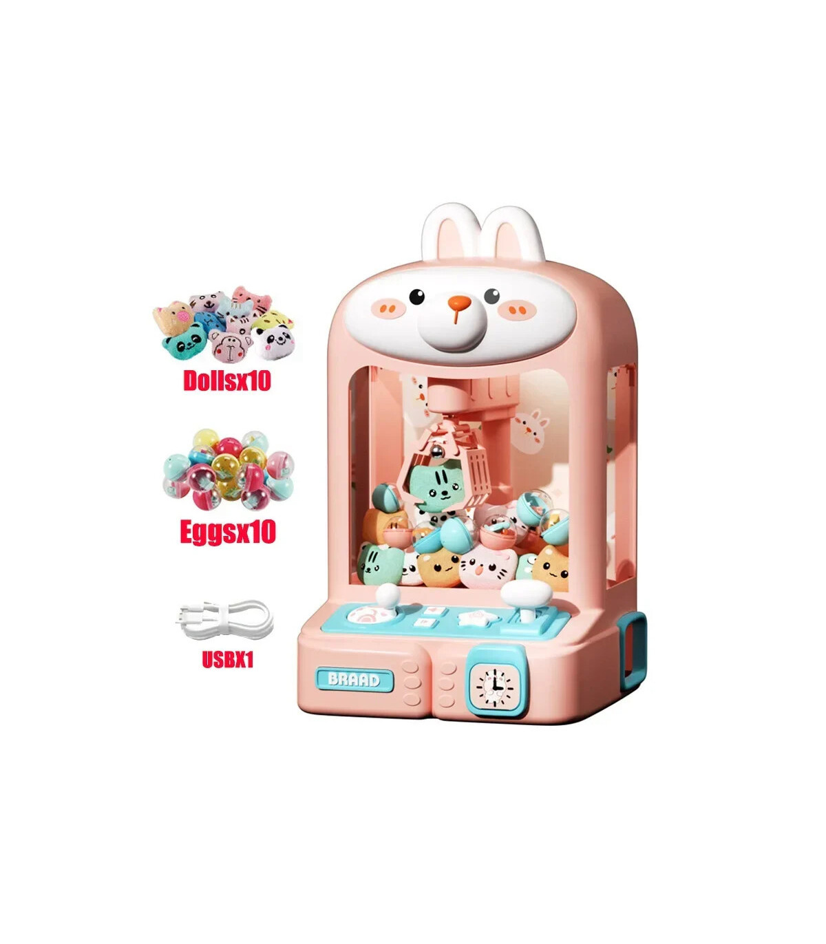 [Rabbit 10 Dolls] Mini jouets Machine à griffes jouets pour enfants jeu à commande automatique 