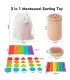 [3 in 1] Jeu de tri des couleurs en bois, jouet sensoriel éducatif précoce Montessori, jouet de