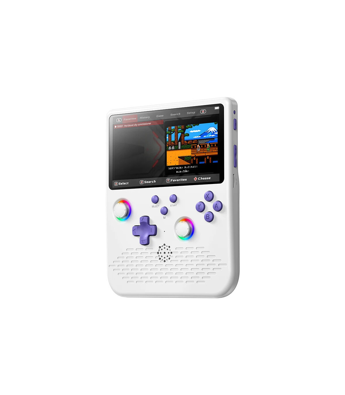Console rétro white purple H5 écran 5 pouces vue frontale