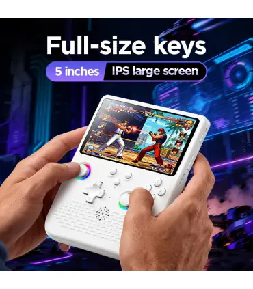 [White and purple] Console de jeu rétro portable H5, lecteur de jeu portable, écran de 5 pouces