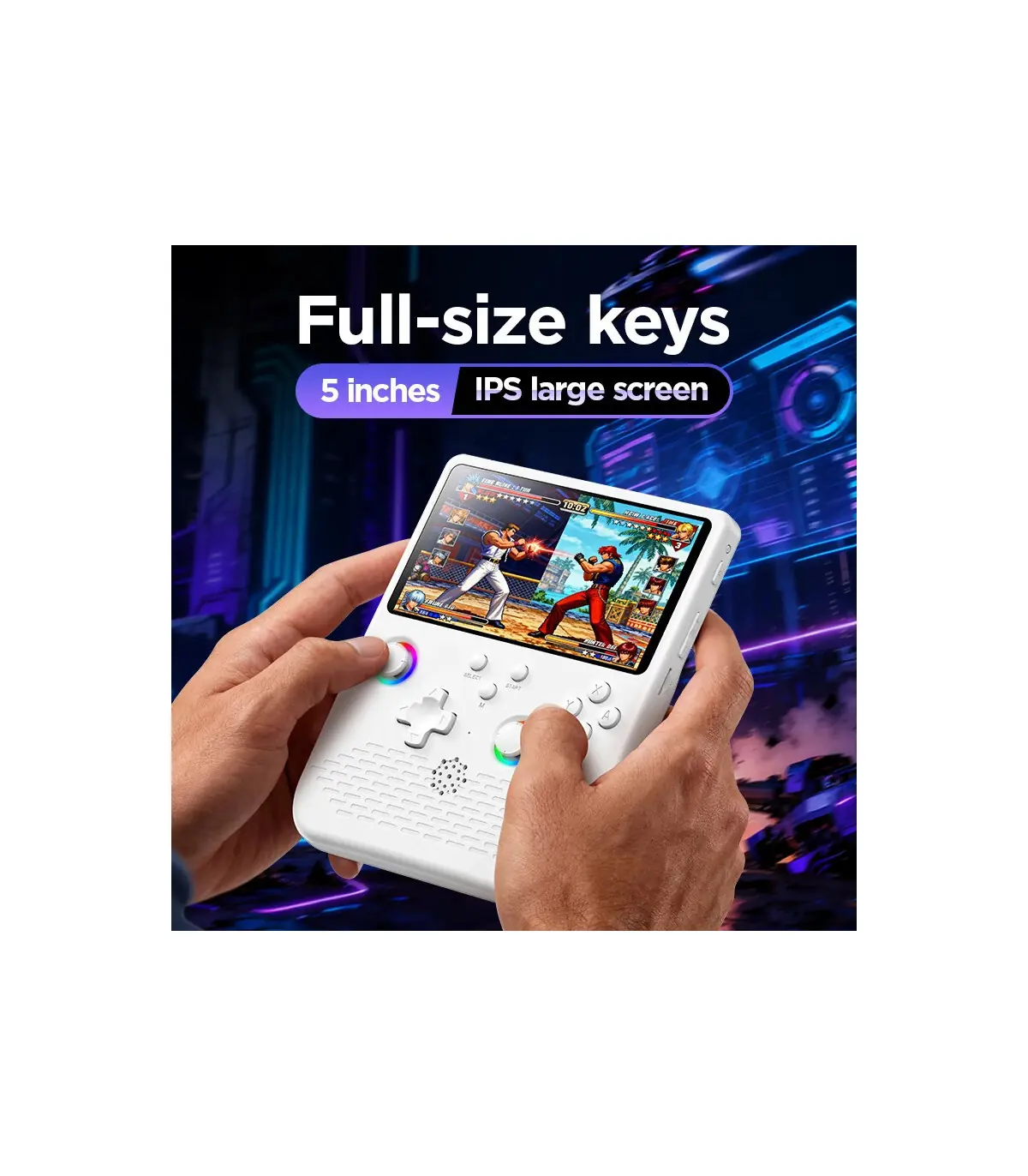 [White and purple] Console de jeu rétro portable H5, lecteur de jeu portable, écran de 5 pouces