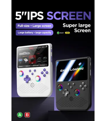 [Blackish purple] Console de jeu rétro portable H5, lecteur de jeu portable, écran de 5 pouces,