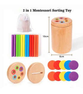 Jeu tri couleurs Montessori 2 en 1 vue d'ensemble