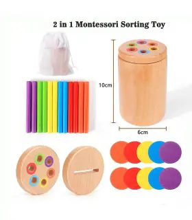 [2 in 1] Jeu de tri des couleurs en bois, jouet sensoriel éducatif précoce Montessori, jouet de