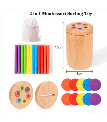 Jeu tri couleurs Montessori 2 en 1 vue d'ensemble