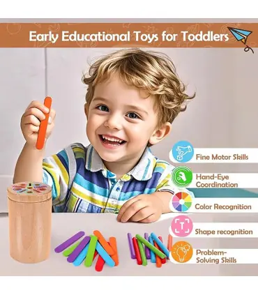 [2 in 1] Jeu de tri des couleurs en bois, jouet sensoriel éducatif précoce Montessori, jouet de