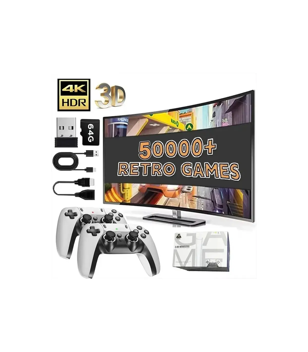[M15 64G 40000games] 64G Game Stick M15 4K Console de jeu vidéo TV manettes sans fil jeu vidéo 