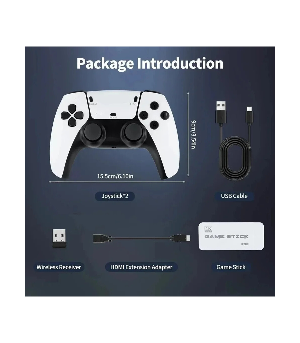 [M15 64G 40000games] 64G Game Stick M15 4K Console de jeu vidéo TV manettes sans fil jeu vidéo 