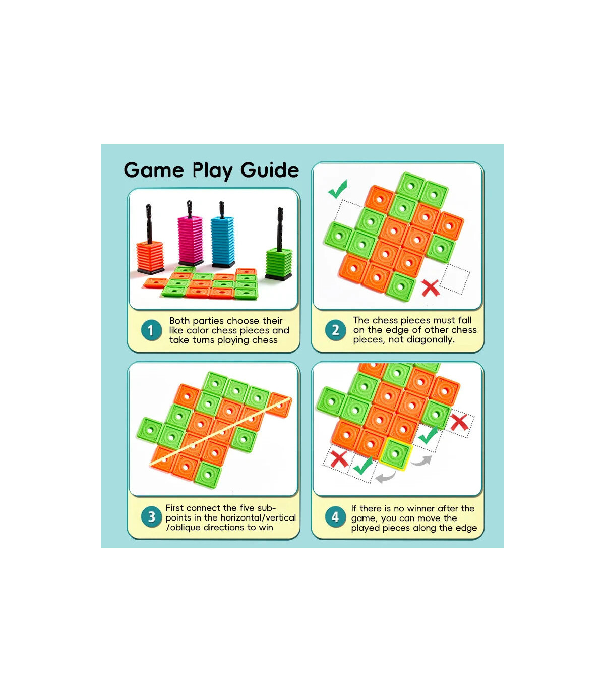 [Multicolore] Jeu de Puzzle Gomoku Portable pour enfants, jeu de société de table en plein air 