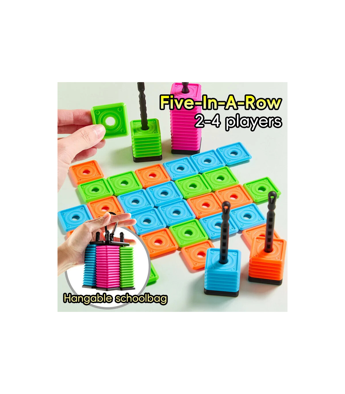 [Multicolore] Jeu de Puzzle Gomoku Portable pour enfants, jeu de société de table en plein air 