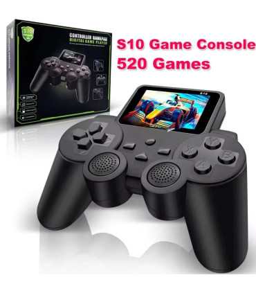 [White] Lecteur de jeu rétro portable S10 – 520 jeux classiques, mode 2 joueurs, sortie AV/TV, 