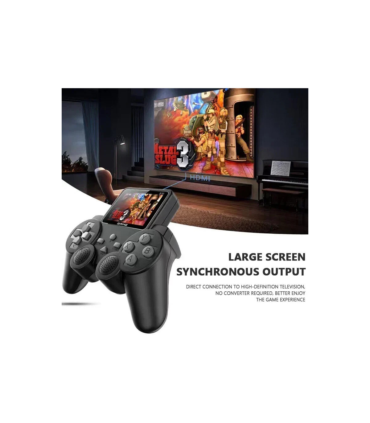 [White] Lecteur de jeu rétro portable S10 – 520 jeux classiques, mode 2 joueurs, sortie AV/TV, 