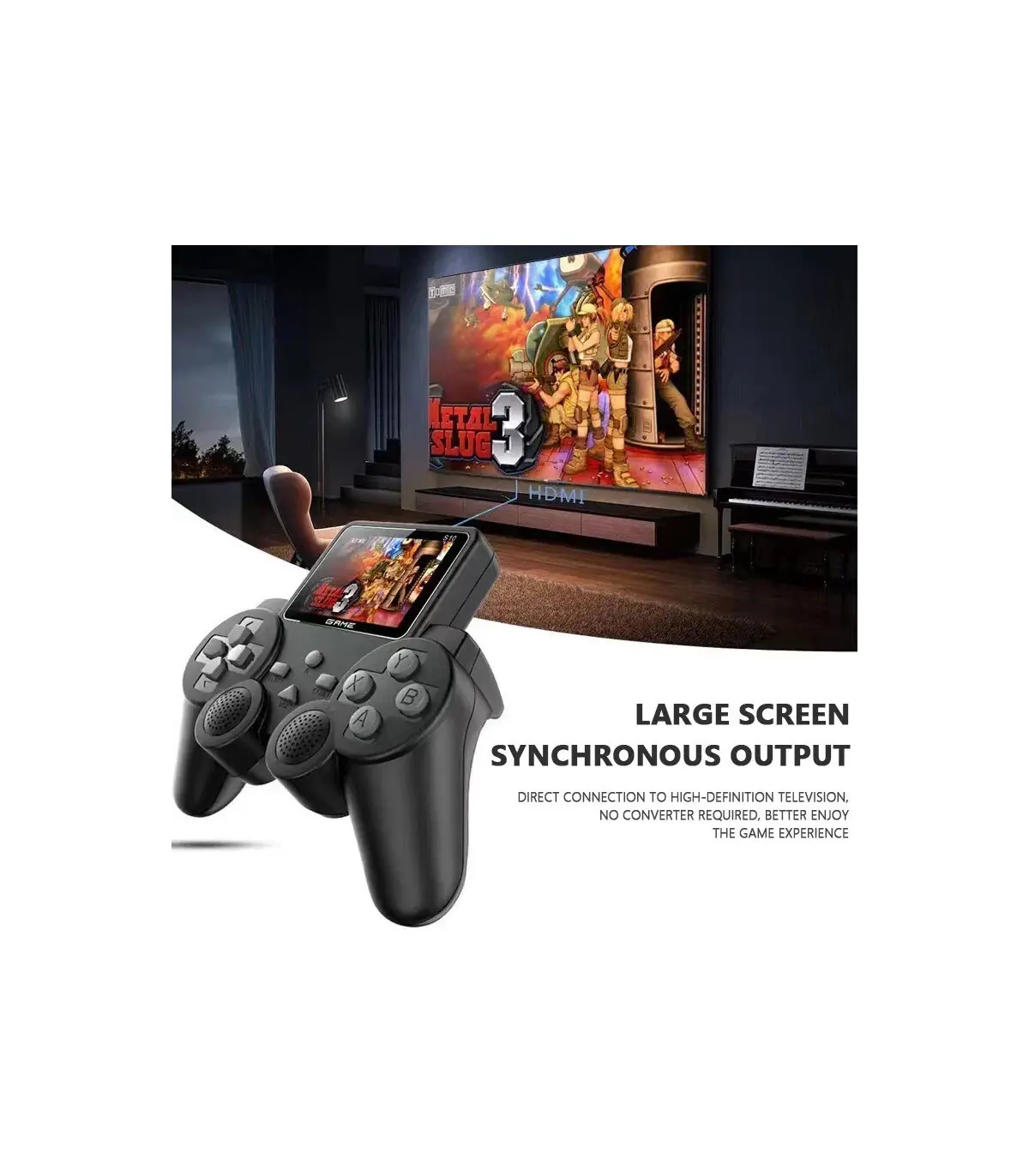 [Black] Lecteur de jeu rétro portable S10 – 520 jeux classiques, mode 2 joueurs, sortie AV/TV, 
