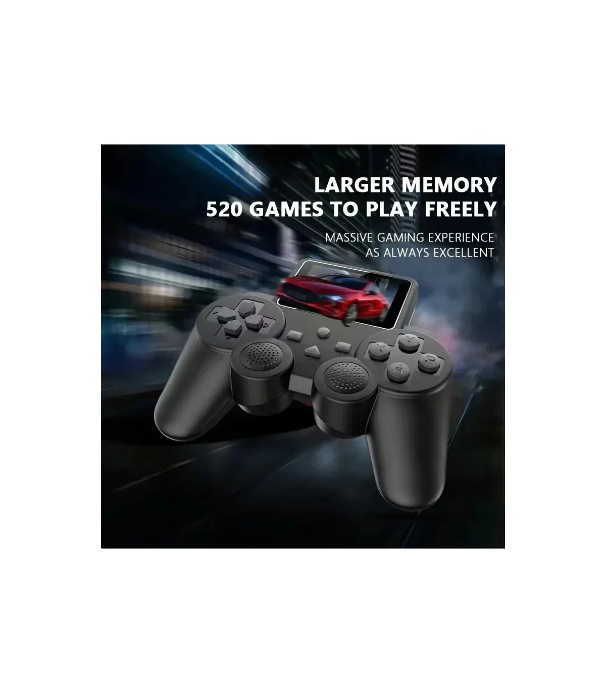 [Black] Lecteur de jeu rétro portable S10 – 520 jeux classiques, mode 2 joueurs, sortie AV/TV, 