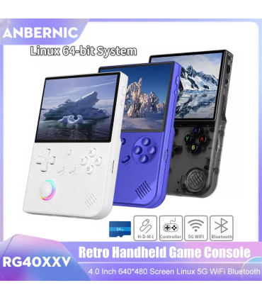 [T Black 64G] Console de jeu portable rétro RG40XXV, écran 4.0 pouces 640x480, système Linux, W