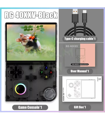 [T Black 64G 128G] Console de jeu portable rétro RG40XXV, écran 4.0 pouces 640x480, système Lin