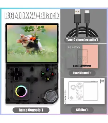 [T Black 64G 256G] Console de jeu portable rétro RG40XXV, écran 4.0 pouces 640x480, système Lin
