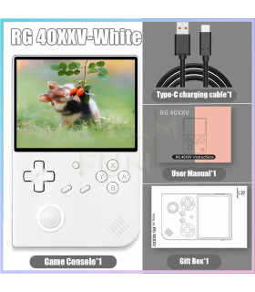[White 64G 256G] Console de jeu portable rétro RG40XXV, écran 4.0 pouces 640x480, système Linux