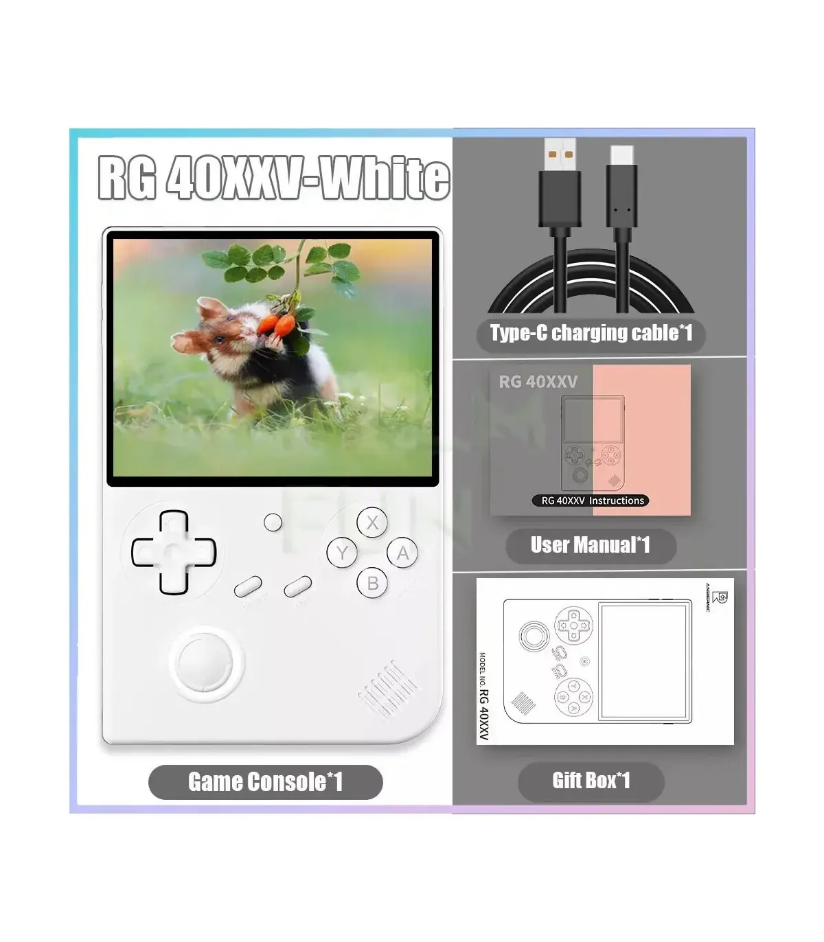 [White 64G 256G] Console de jeu portable rétro RG40XXV, écran 4.0 pouces 640x480, système Linux