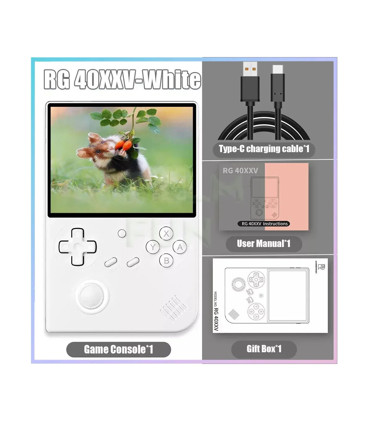 [White 64G] Console de jeu portable rétro RG40XXV, écran 4.0 pouces 640x480, système Linux, WiF