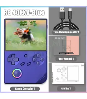 [Blue 64G] Console de jeu portable rétro RG40XXV, écran 4.0 pouces 640x480, système Linux, WiFi