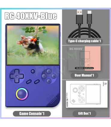 [Blue 64G] Console de jeu portable rétro RG40XXV, écran 4.0 pouces 640x480, système Linux, WiFi