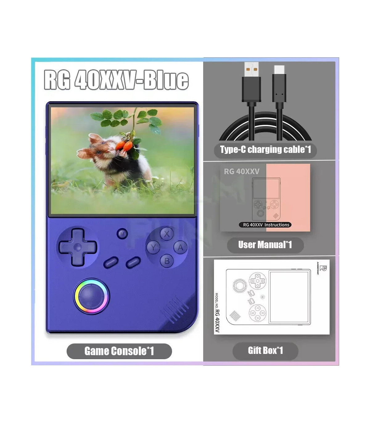 [Blue 64G 128G] Console de jeu portable rétro RG40XXV, écran 4.0 pouces 640x480, système Linux,