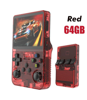 [Red 64GB] Console de jeu vidéo Portable rétro rouge R36S, 128 go, système Linux, écran IPS de 