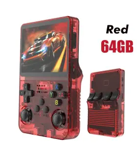 [Red 64GB] Console de jeu vidéo Portable rétro rouge R36S, 128 go, système Linux, écran IPS de 