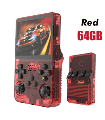 [Red 64GB] Console de jeu vidéo Portable rétro rouge R36S, 128 go, système Linux, écran IPS de 