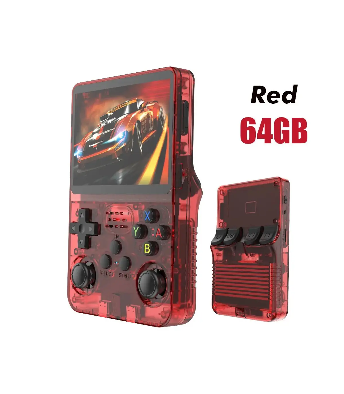 [Red 64GB] Console de jeu vidéo Portable rétro rouge R36S, 128 go, système Linux, écran IPS de 