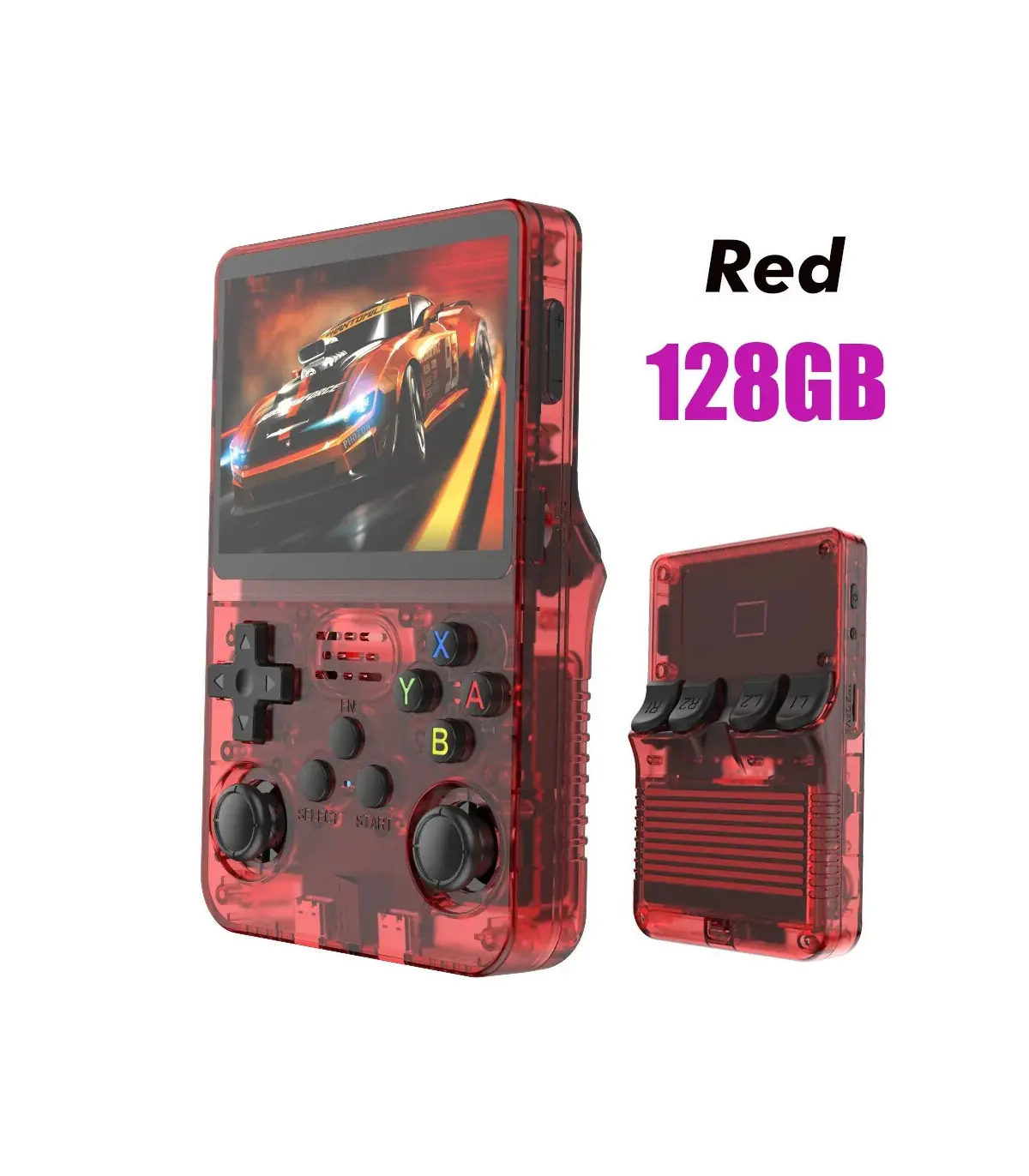 [Red 128GB] Console de jeu vidéo Portable rétro rouge R36S, 128 go, système Linux, écran IPS de